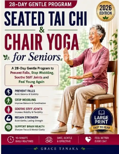 Seated Tai Chi & Chair Yoga for Seniors: A 28-Day Gentle Program to Prevent falls, Stop Wobbling, Soothe stiff joints and Feel Young Again by Grace Tanaka