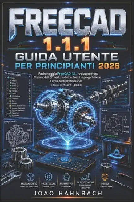 FreeCAD 1.1.1 Guida utente per principianti 2026: crea modelli 3D realistici, risolvi problemi di progettazione e realizza componenti professionali se by Joao Hahnbach, Joao Hahnbach