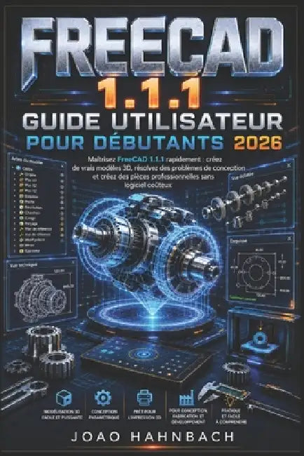 FreeCAD 1.1.1 Guide de l'utilisateur pour débutants 2026: créez de véritables modèles 3D, résolvez des problèmes de conception et créez des pièces pro by João Hahnbach, João Hahnbach