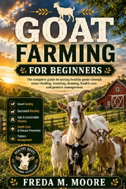 Goat Farming for Beginners: The complete guide to raising healthy goats through smart feeding, breeding, housing, health care, and pasture management by Freda M. Moore