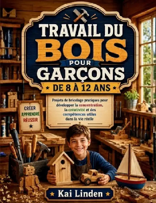 Travail Du Bois Pour Garçons de 8 À 12 ANS: Projets de bricolage pratiques pour développer la concentration, la créativité et des compétences utiles d by Kai Linden