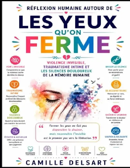 Réflexion humaine autour de Les yeux qu'on ferme: Violence invisible, traumatisme intime et les silences douloureux de la mémoire humaine by Camille Delsart