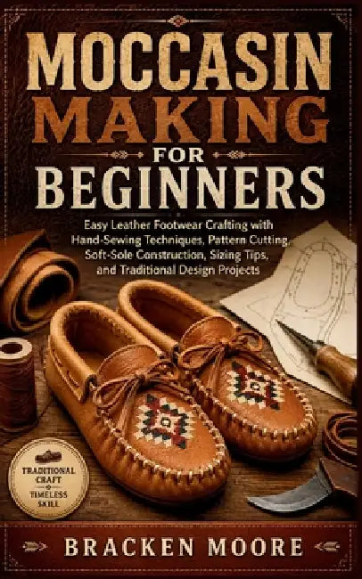 Moccasin Making for Beginners: Easy Leather Footwear Crafting with Hand-Sewing Techniques, Pattern Cutting, Soft-Sole Construction, Sizing Tips, and T by Bracken Moore