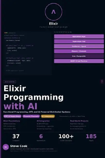 Elixir Programming with AI: A Complete Beginner's Guide to Elixir, Functional Programming, Distributed Systems, and AI-Powered Applications by Steve Cook