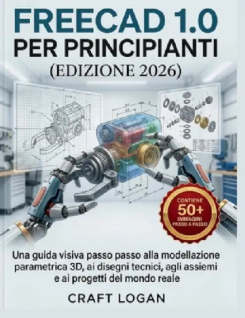 FreeCAD 1.0 per principianti (Edizione 2026): Una guida visiva passo passo alla modellazione parametrica 3D, ai disegni tecnici, agli assiemi e ai pro by Craft Logan