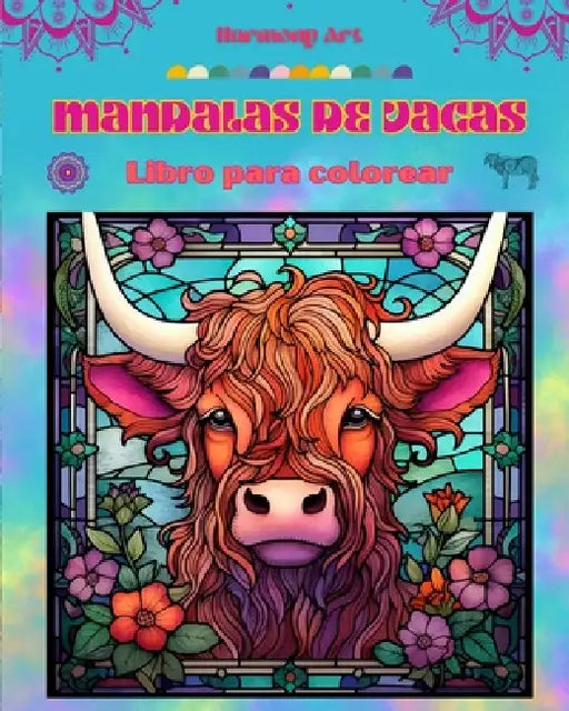 Mandalas de vacas Libro de colorear para adultos Diseños antiestrés para fomentar la creatividad: Diseños místicos de vacas para aliviar el estrés y e by Harmony Art