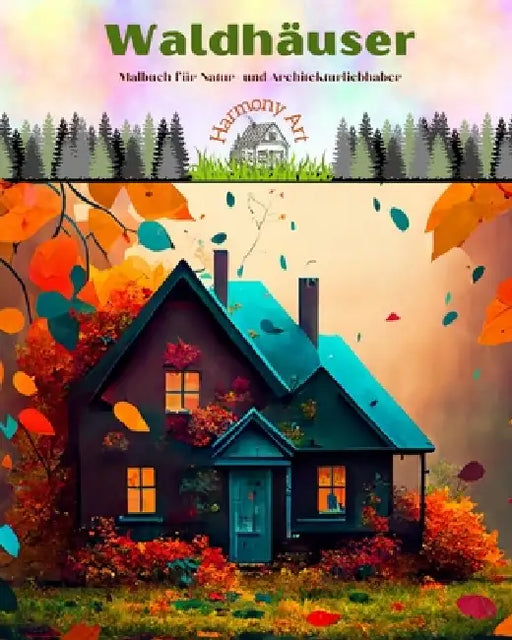 Waldhäuser Malbuch für Natur- und Architekturliebhaber Erstaunliche Designs für totale Entspannung: Einzigartige Gebäude, eingebettet in wunderschöne by Harmony Art