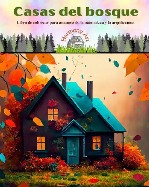 Casas del bosque Libro de colorear para amantes de la naturaleza y la arquitectura Diseños creativos para relajarse: Edificios únicos enclavados en he by Harmony Art