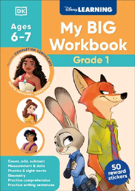 Disney Learning Big Workbook Grade 1: Math & English Workbook for Kids Aged 6-7, Curriculum-Based by Dk