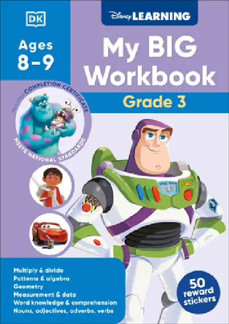 Disney Learning Big Workbook Grade 3: Math & English Workbook for Kids Aged 8-9, Curriculum-Based by Dk