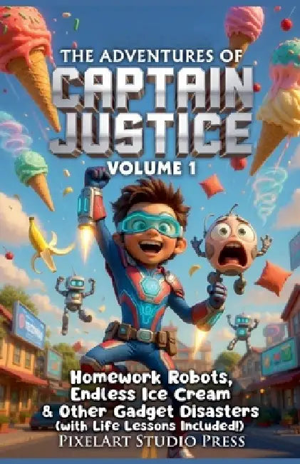 The Adventures of Captain Justice: Volume 1: Homework Robots, Endless Ice Cream & Other Gadget Disasters (with Life Lessons Included!) by Pixelart Studio Press