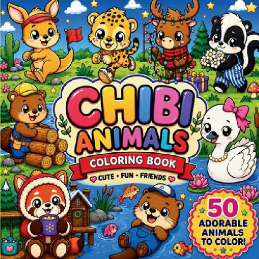 Chibi Animals Coloring Book: Cute Kawaii Creatures and Adorable Fun Cartoon Animals for Kids by D&z Studio