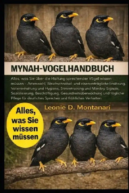 Mynah Vogelhandbuch: Alles, was Sie über die Haltung sprechender Vögel wissen müssen - Artenwahl, Weichschnabel- und eisenverträgliche Ernährung, Voli by Leonie D. Montanari