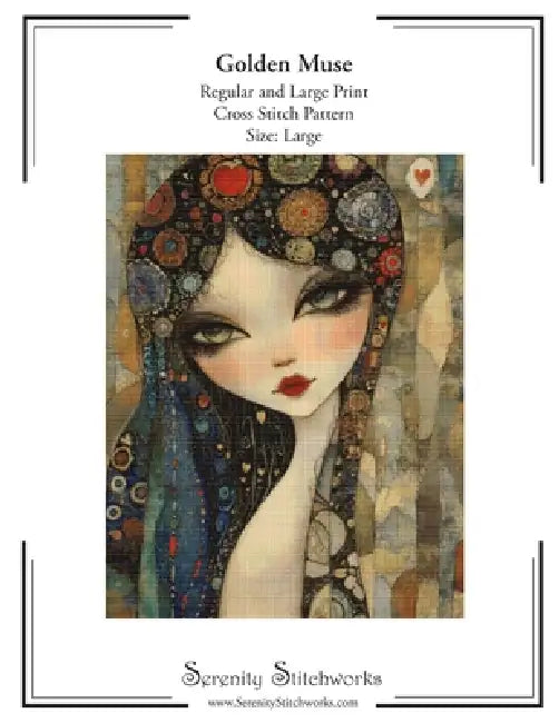 Golden Muse Cross Stitch Pattern - Large Size Edition: Regular and Large Print Cross Stitch Pattern by Carmen Wolf, Serenity Stitchworks