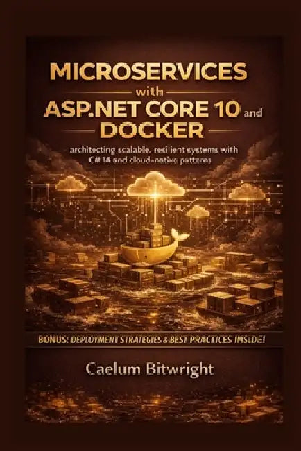 Microservices with ASP.NET Core 10 and Docker: Architecting Scalable, Resilient Systems with C# 14 and Cloud-Native Patterns by Caelum Bitwright