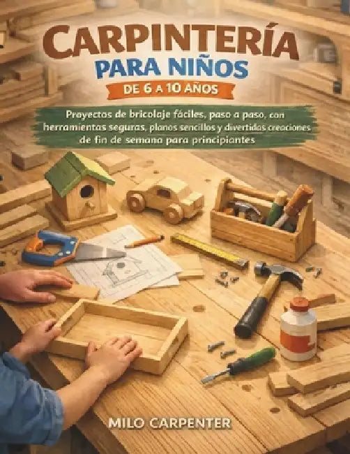 Carpintería Para Niños de 6 a 10 Años: Proyectos de bricolaje fáciles, paso a paso, con herramientas seguras, planos sencillos y divertidas creaciones by Milo Carpenter