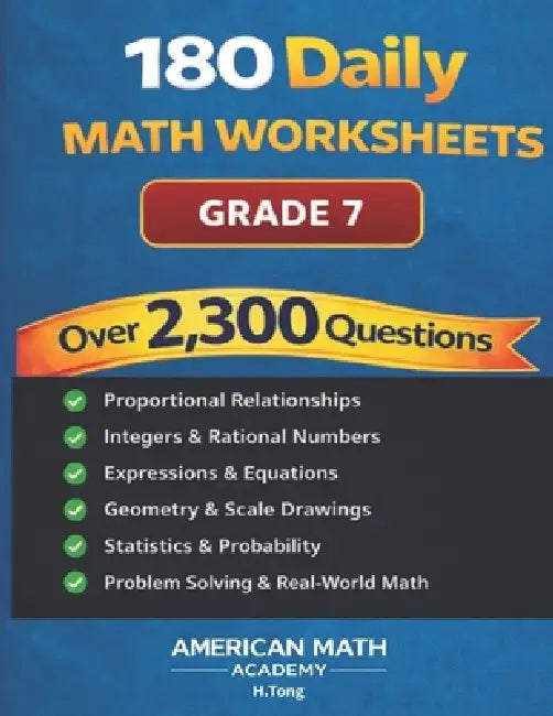 180 Daily Math Worksheets: Grade 7 by American Math Academy