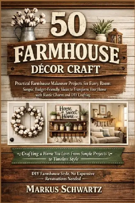 50 Farmhouse Décor Craft: Practical Farmhouse Makeover Projects for Every Room: Simple, Budget-Friendly Ideas to Transform Your Home with Rustic Charm by Markus Schwartz