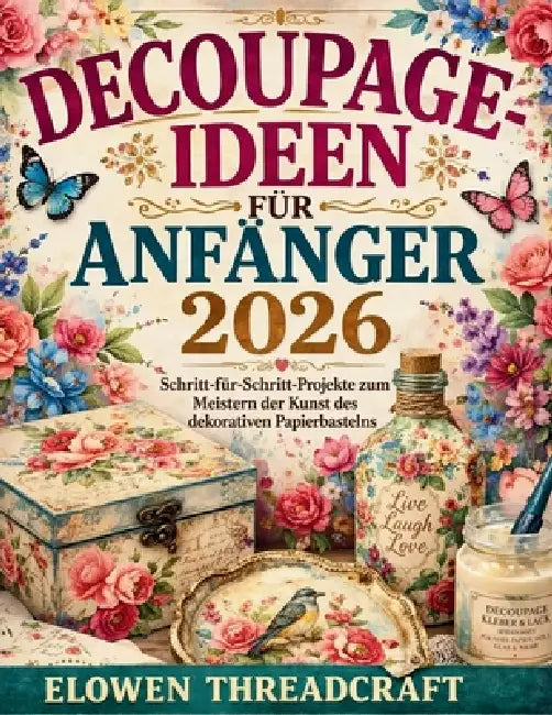 Decoupage-Ideen Für Anfänger 2026: Schritt-für-Schritt-Projekte zum Meistern der Kunst des dekorativen Papierbastelns by Elowen Threadcraft