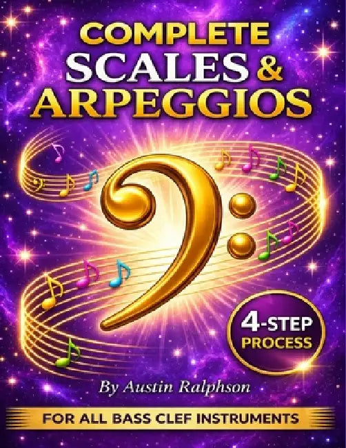 Scales and arpeggios book for all BASS CLEF instruments: Simple process to success in every key by Austin H. Ralphson