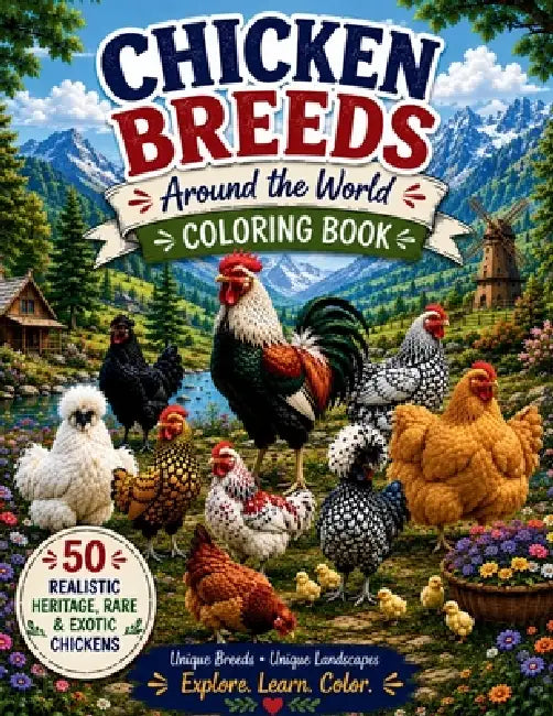 Chicken Breeds Around the World Coloring Book by Paul Kearle