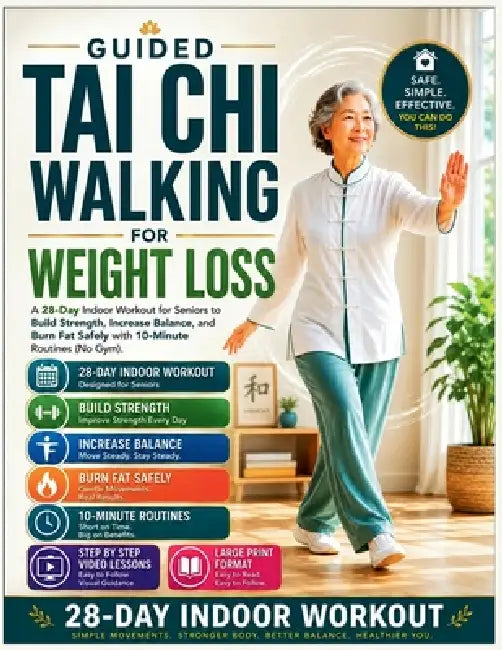 Guided Tai Chi Walking For Weight Loss: A 28-Day Indoor Workout for Seniors to Build Strength, Increase Balance, and Burn fat safely with 10 Minutes R by Evelyn D. Chen