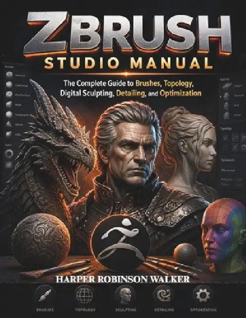 Zbrush Studio Manual: The Complete Guide to Brushes, Topology, Digital Sculpting, Detailing, and Optimization by Harper Walker