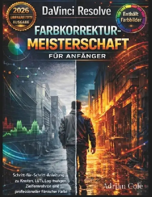 DaVinci Resolve FarbkorrekturMeisterschaft für Anfänger: Schritt-für-Schritt-Anleitung zu Knoten, LUTs, Logaufnahmen, Zielfernrohren und professionell by Adrian Cole
