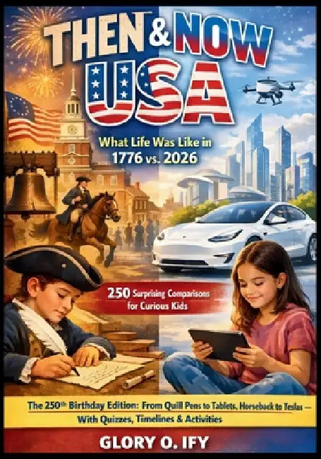 Then & Now USA: 250 Surprising Comparisons for Curious Kids: The 250th Birthday Edition: From Quill Pens to Tablets, Horseback to Teslas - With Quizze by Glory O. Ify