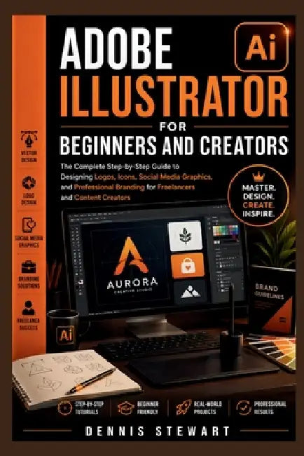 Adobe Illustrator for Beginners and Creators: The Complete Step-by-Step Guide to Designing Logos, Icons, Social Media Graphics, and Professional Brand by Dennis Stewart