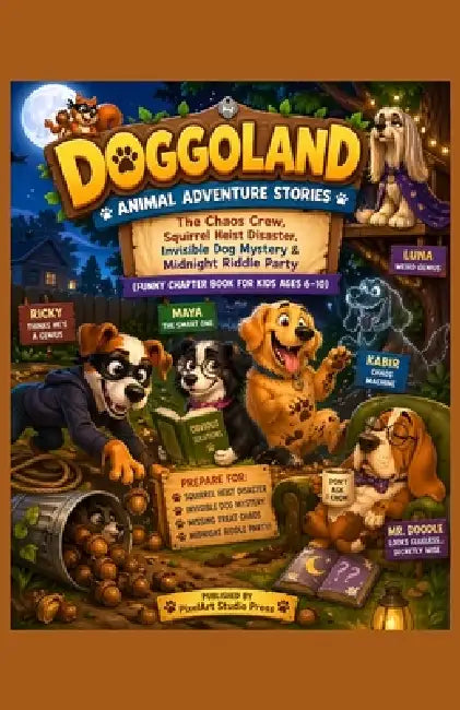 Doggoland: Animal Adventure Stories - The Chaos Crew, Squirrel Heist Disaster, Invisible Dog Mystery & Midnight Riddle Party: Chapter Book for Kids Ag by Pixelart Studio Press