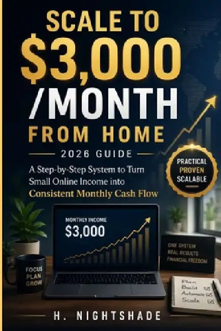 SCALE TO $3,000 /MONTH FROM HOME __2026 Guide__: A Step-by-Step System to Turn Small Online Income into Consistent Monthly Cash Flow by H. Nightshade