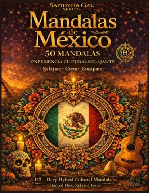 Mandalas de México 50 Mandalas: EXPERIENCIA CULTURAL RELAJANTE Relajate, Crea, Escapate H2 - Deep Hybrid Cultural Mandala, Balanced Flow, Relaxed Focu by Jesus Benjamin Santa Rodriguez