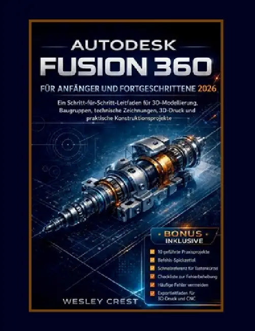 Autodesk Fusion 360 Für Anfänger Und Fortgeschrittene 2026: Ein Schritt-für-Schritt-Leitfaden für 3D-Modellierung, Baugruppen, technische Zeichnungen, by Wesley Crest