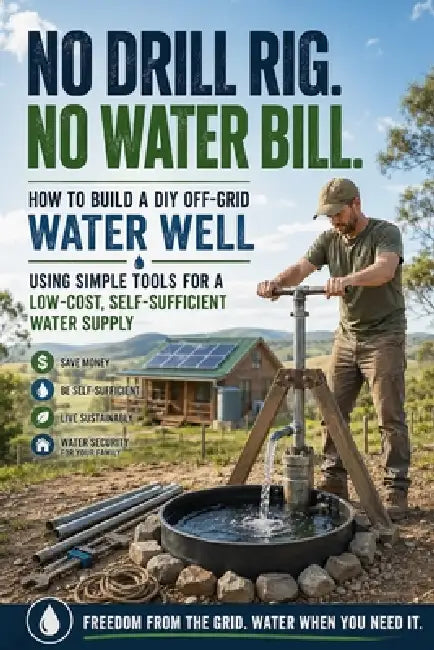 No Drill Rig. No Water Bill.: How to Build a DIY Off-Grid Water Well Using Simple Tools for a Low-Cost, Self-Sufficient Water Supply by V. Rhea