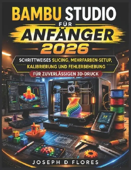 Bambu Studio für Anfänger 2026: Schrittweises Slicing, Mehrfarben-Setup, Kalibrierung und Fehlerbehebung für zuverlässigen 3D-Druck by Joseph D. Flores