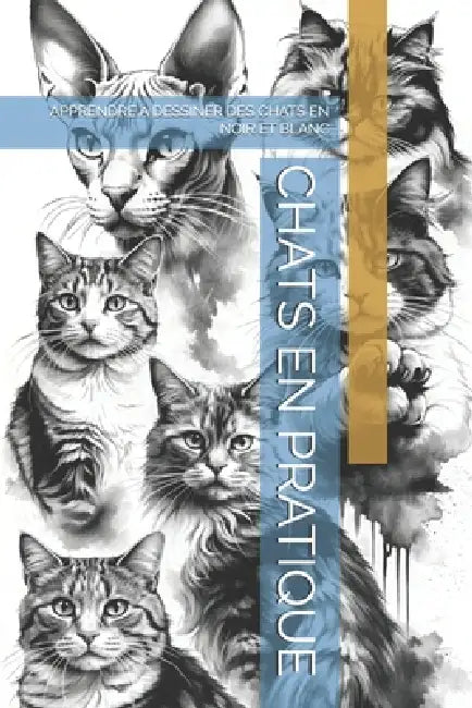 Chats En Pratique: Apprendre À Dessiner Des Chats En Noir Et Blanc by The Book Lab -
