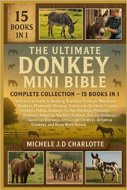 The Ultimate Donkey Mini Bible: COMPLETE COLLECTION - 15 BOOKS IN 1: A Practical Guide to Keeping Standard Donkeys, Miniature Donkeys, Mammoth Donkeys by J. D. Charlotte, Michele