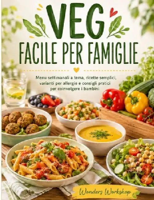 Cucina Vegana Facile Per Famiglie: Ricette veg quotidiane per grandi e piccoli: sane, saporite e a prova di principiante by Wonders Workshop