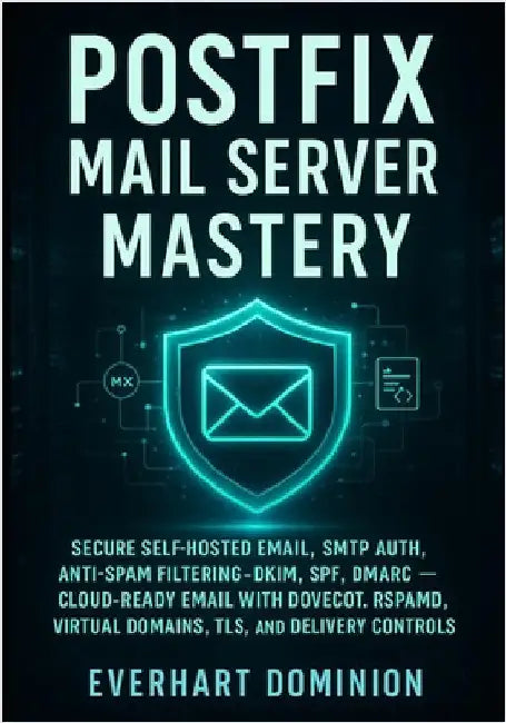 Postfix Mail Server Mastery: Secure Self-Hosted Email, SMTP Auth, Anti-Spam Filtering, DKIM, SPF, DMARC - Cloud-Ready Email with Dovecot, Rspamd, Virt by Dominion, Everhart