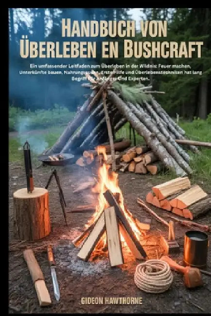 Handbuch Von Überleben En Bushcraft: Ein umfassender Leitfaden zum Überleben in der Wildnis: Feuer machen, Unterkünfte bauen, Nahrungssuche, Erste Hil by Gideon Hawthorne