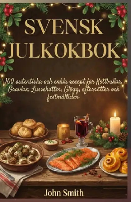 Svensk julkokbok: 100 autentiska och enkla recept för Köttbullar, Gravlax, Lussekatter, Glögg, efterrätter och festmåltider by John Smith