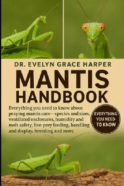 Mantis Handbook: Everything You Need to Know About Praying Mantis Care - species and sizes, ventilated enclosures, humidity and molt safety, live-prey by Evelyn Grace Harper