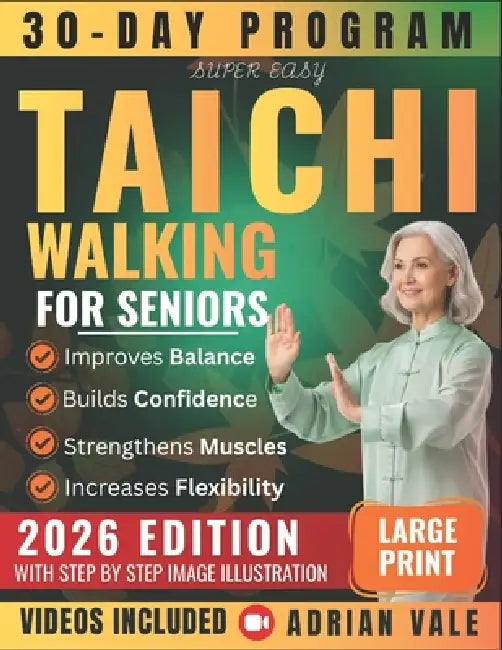 Super Easy Tai Chi Walking for Seniors: 30-Day Program to Improve Balance Prevent Falls Boost Confidence and Walk with Joy - Step-by-Step Illustrated by Adrian Vale