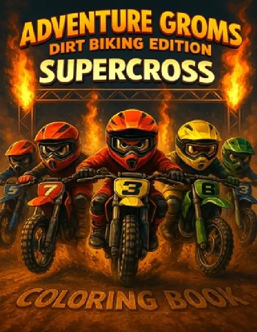 Adventure Groms: Supercross Dirt Biking Coloring Book: Dirt Bike Coloring Book for Kids and All Ages Motocross & Supercross Racing, Track Days, Pit Li by Adventure Groms