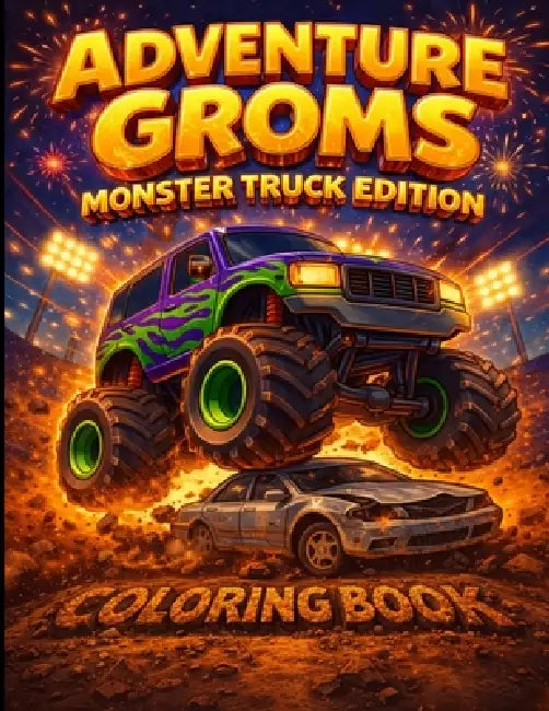 Adventure Groms: Monster Truck Coloring Book: Monster Trucks, Big Wheels, Mud, Jumps, Racing, Off-Road Action for Kids and All Ages by Adventure Groms