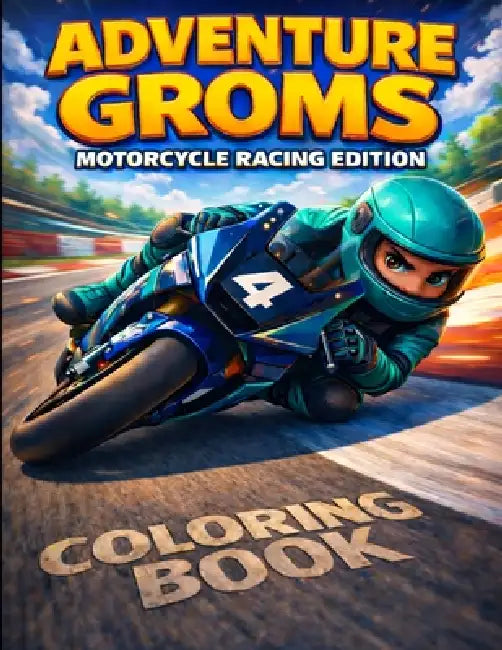 Motorcycle Coloring Book: Adventure Groms Series Motorcycle Racing, Sport Bike Racing, Track Action, Circuit Riding, All Ages by Adventure Groms