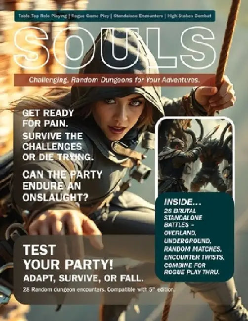 Souls. Challenging, random dungeons for your adventures.: Table top role playing, Rogue game play, standalone encounters, high stakes combat. by Flying Lizard