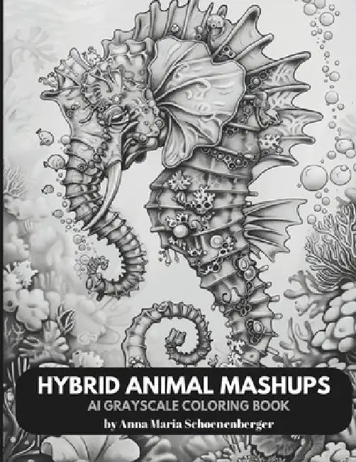 HYBRID ANIMAL MASHUPS-AI Grayscale Coloring Book by Anna Maria Schoenenberger