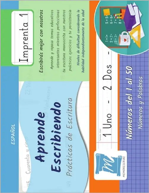 Practicas de Escritura - Numeros del 1 al 50 - Letra Imprenta, Nivel 1: Aprende Escribiendo - Ninos y Adultos. Espanol - N150P1LS by Cobo, Jessica